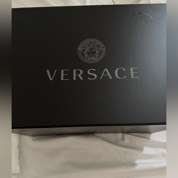 Versace Virtus Black Leather Tote with Gold Hardware and Detachable Strap - Picture 2 of 10